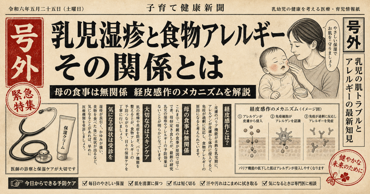 母の食事は無関係！乳児湿疹と食物アレルギーの関係とスキンケア